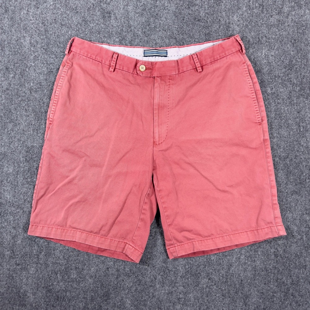 Peter Millar Shorts Mens 33 Pink Cotton Twill Flat Front Embroidered Crest